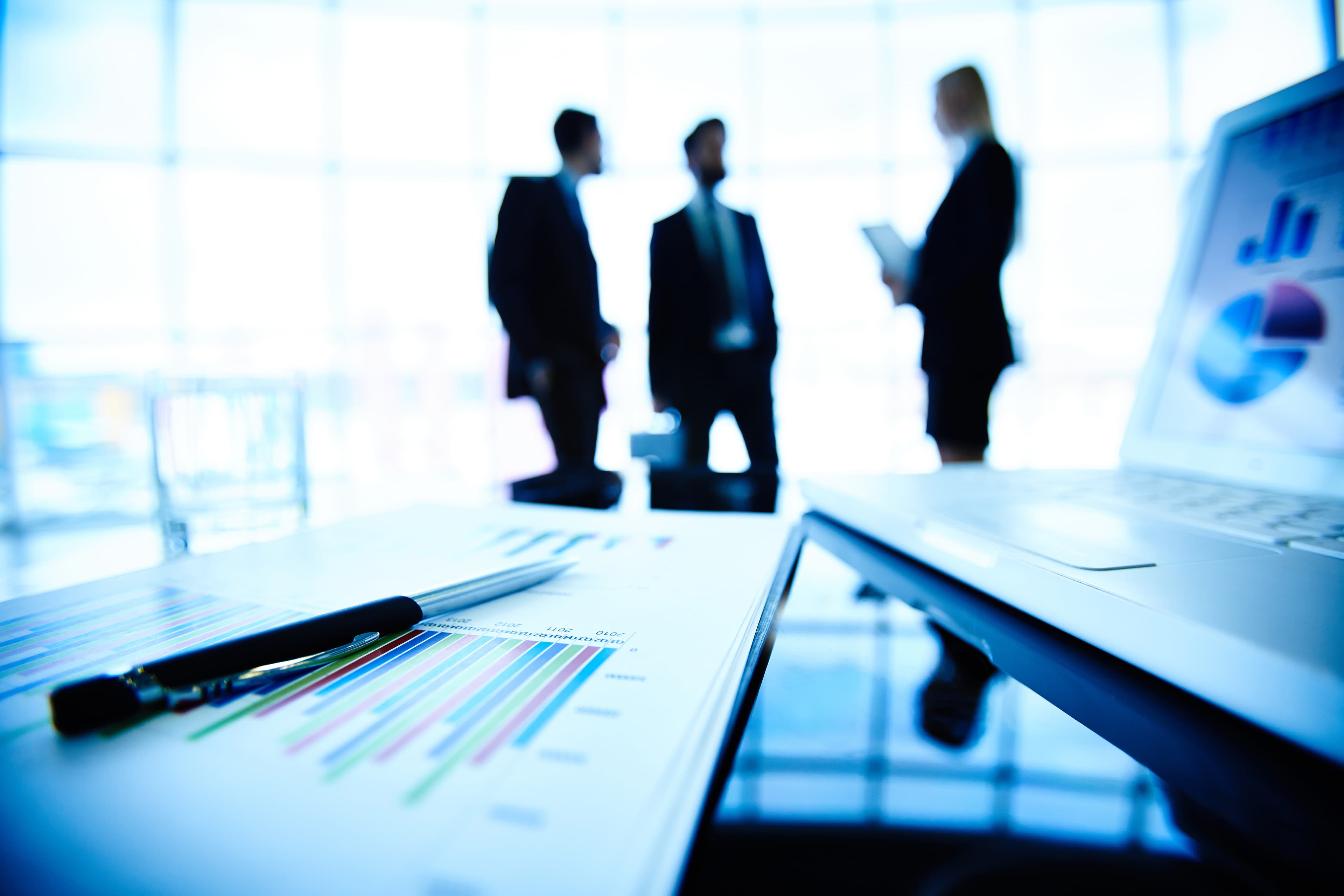 Business leaders reviewing financial strategy